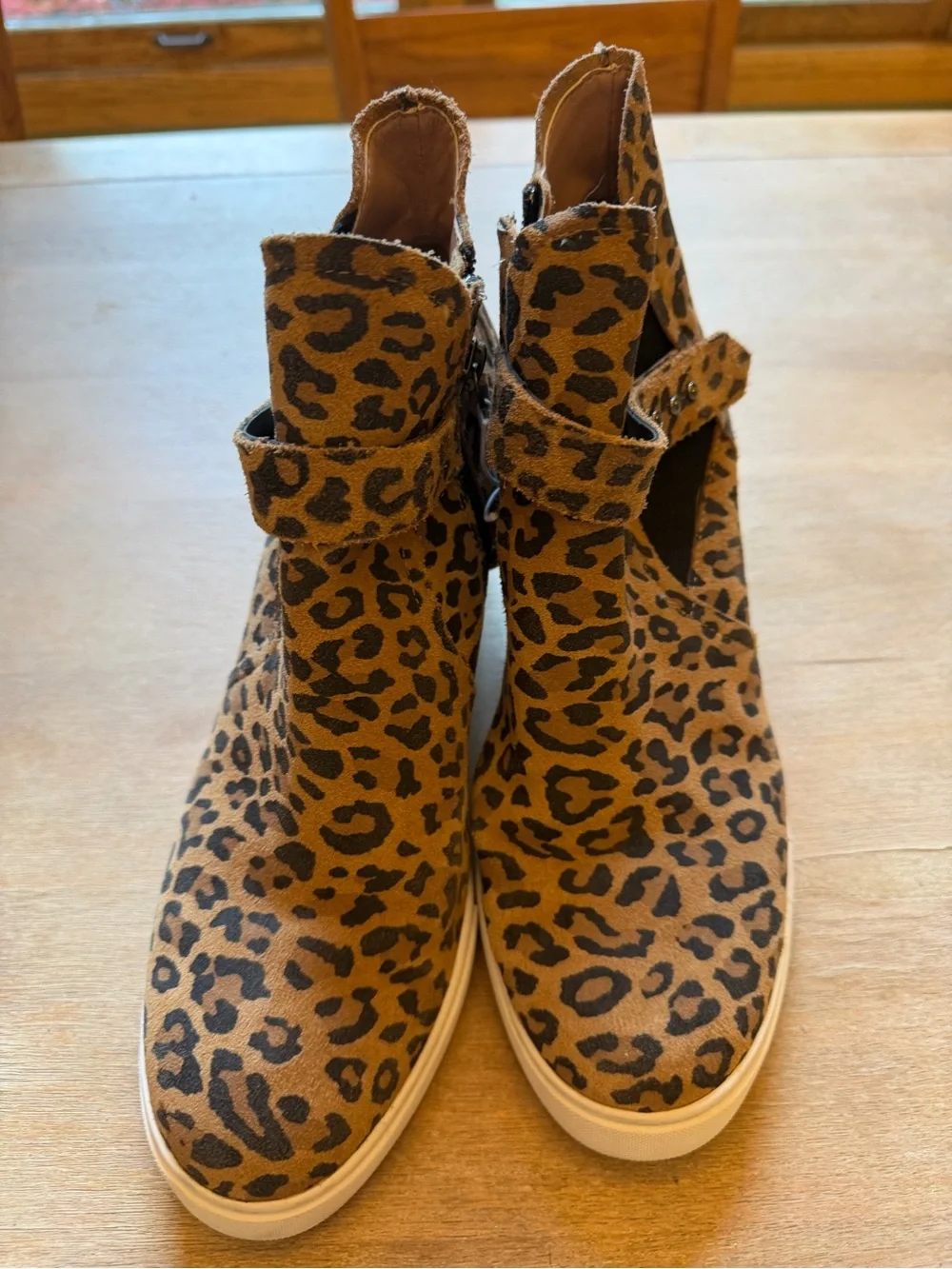 Paolo Leopard-Print Wedge Booties in Tan and Black